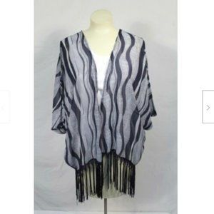 One Urban Day Navy Blue Boho Fringe Kimono Vest XL